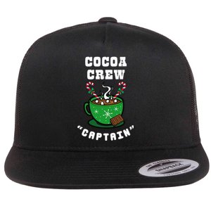 Cocoa Crew Captain Christmas Xmas Squad Picture Flat Bill Trucker Hat