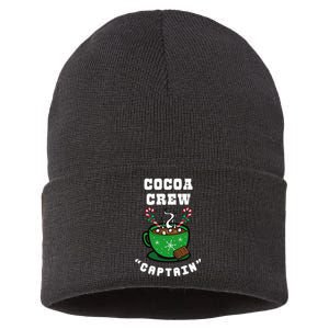 Cocoa Crew Captain Christmas Xmas Squad Picture Sustainable Knit Beanie