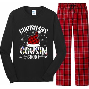 Christmas Cousin Crew Xmas Light Santa Hat Buffalo Red Plaid Gift Long Sleeve Pajama Set