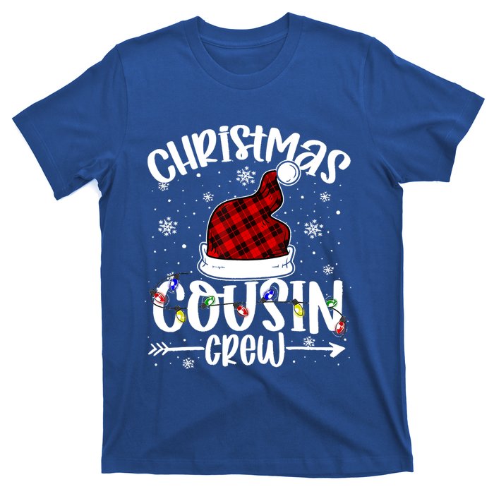 Christmas Cousin Crew Xmas Light Santa Hat Buffalo Red Plaid Gift T-Shirt