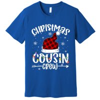 Christmas Cousin Crew Xmas Light Santa Hat Buffalo Red Plaid Gift Premium T-Shirt