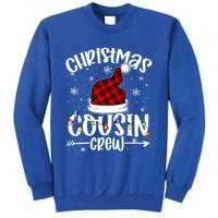 Christmas Cousin Crew Xmas Light Santa Hat Buffalo Red Plaid Gift Tall Sweatshirt