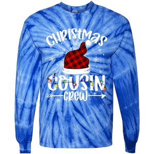 Christmas Cousin Crew Xmas Light Santa Hat Buffalo Red Plaid Gift Tie-Dye Long Sleeve Shirt