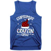 Christmas Cousin Crew Xmas Light Santa Hat Buffalo Red Plaid Gift Tank Top