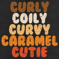 Curly Curvy Caramel Cutie Melanin Goddess Black Pride Gift 7 Panel Mesh Trucker Snapback Hat