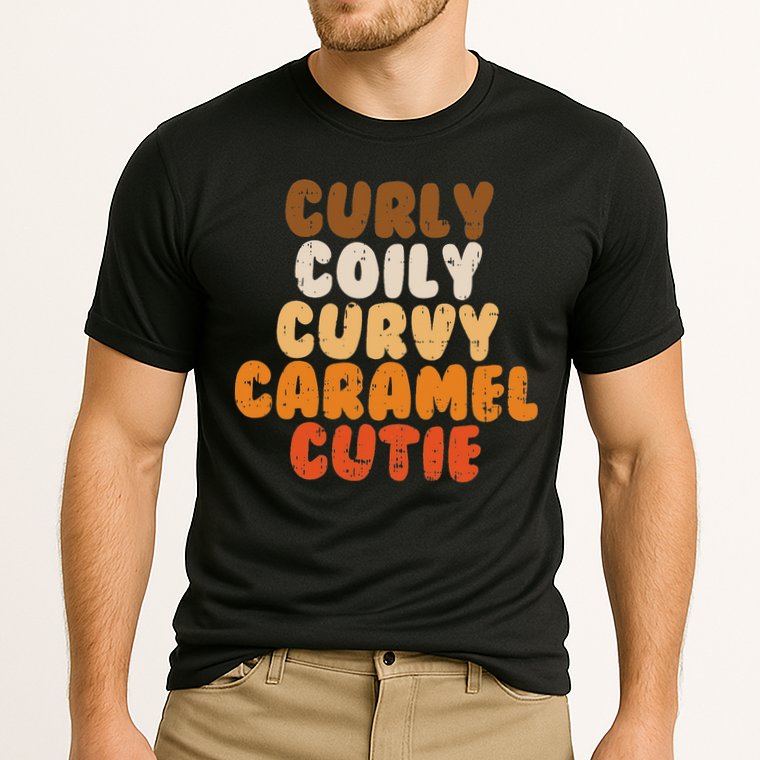 Curly Curvy Caramel Cutie Melanin Goddess Black Pride Gift Cooling Performance Crew T-Shirt