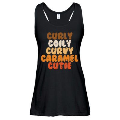 Curly Curvy Caramel Cutie Melanin Goddess Black Pride Gift Ladies Essential Flowy Tank