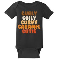 Curly Curvy Caramel Cutie Melanin Goddess Black Pride Gift Baby Bodysuit