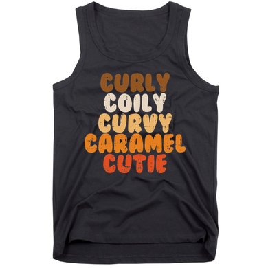 Curly Curvy Caramel Cutie Melanin Goddess Black Pride Gift Tank Top