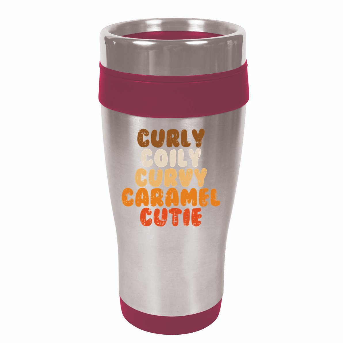 Curly Curvy Caramel Cutie Melanin Goddess Black Pride Gift 16oz Travel Tumbler