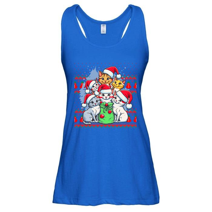 Cute Cat Christmas Ugly Family Matching Pajamas Cat Gift Ladies Essential Flowy Tank