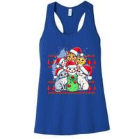 Cute Cat Christmas Ugly Family Matching Pajamas Cat Gift Women's Racerback Tank