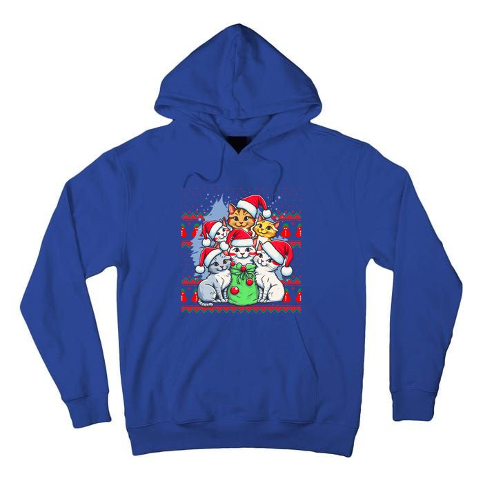 Cute Cat Christmas Ugly Family Matching Pajamas Cat Gift Tall Hoodie