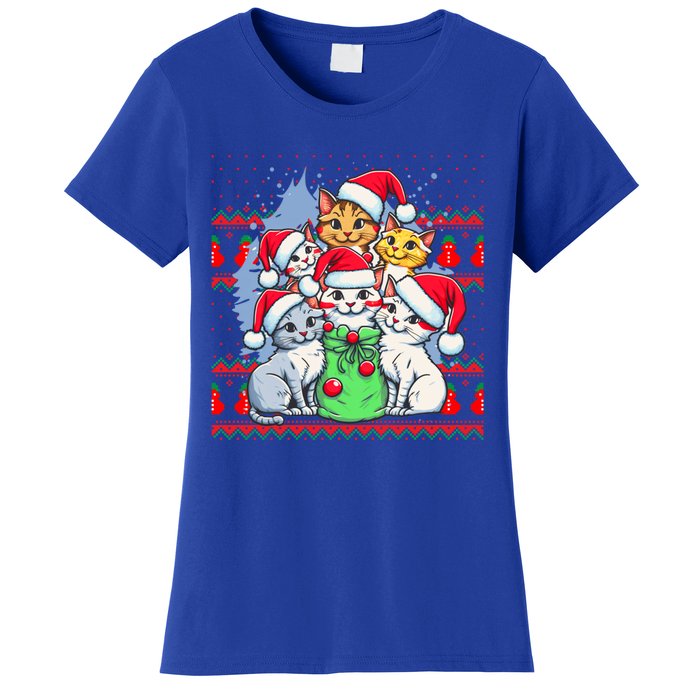 Cute Cat Christmas Ugly Family Matching Pajamas Cat Gift Women's T-Shirt