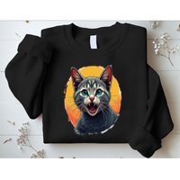Cursed Cat Cement Eater Meme Sweatshirt