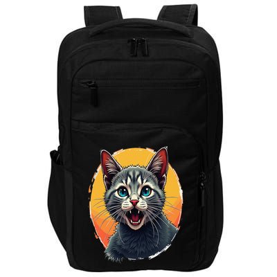 Cursed Cat Cement Eater Meme Impact Tech Backpack