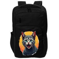Cursed Cat Cement Eater Meme Impact Tech Backpack