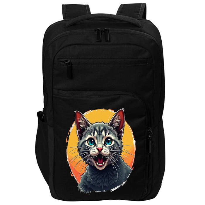 Cursed Cat Cement Eater Meme Impact Tech Backpack