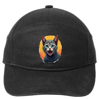 Cursed Cat Cement Eater Meme 7-Panel Snapback Hat