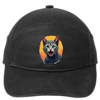 Cursed Cat Cement Eater Meme 7-Panel Snapback Hat