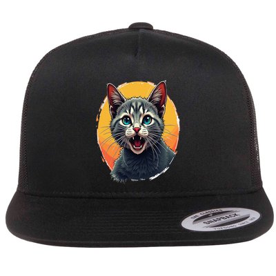 Cursed Cat Cement Eater Meme Flatbill Hat