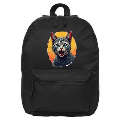 Cursed Cat Cement Eater Meme 16 in Basic Backpack