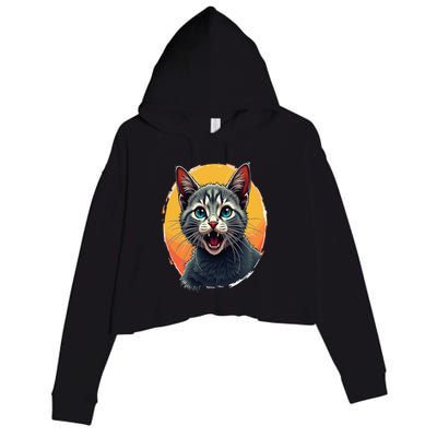 Cursed Cat Cement Eater Meme Crop Fleece Hoodie
