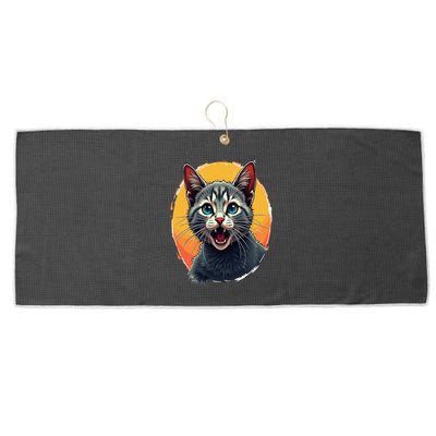 Cursed Cat Cement Eater Meme Large Microfiber Waffle Golf Towel