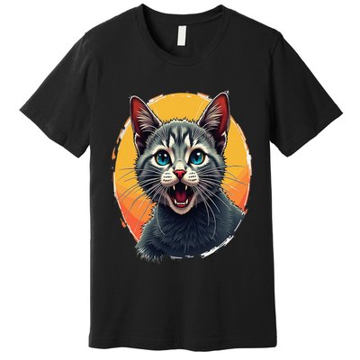 Cursed Cat Cement Eater Meme Premium T-Shirt