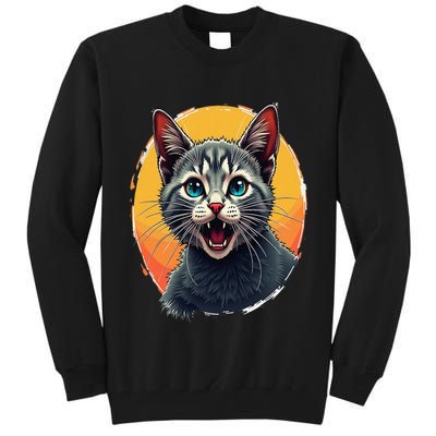 Cursed Cat Cement Eater Meme Tall Sweatshirt