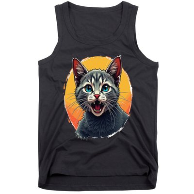 Cursed Cat Cement Eater Meme Tank Top