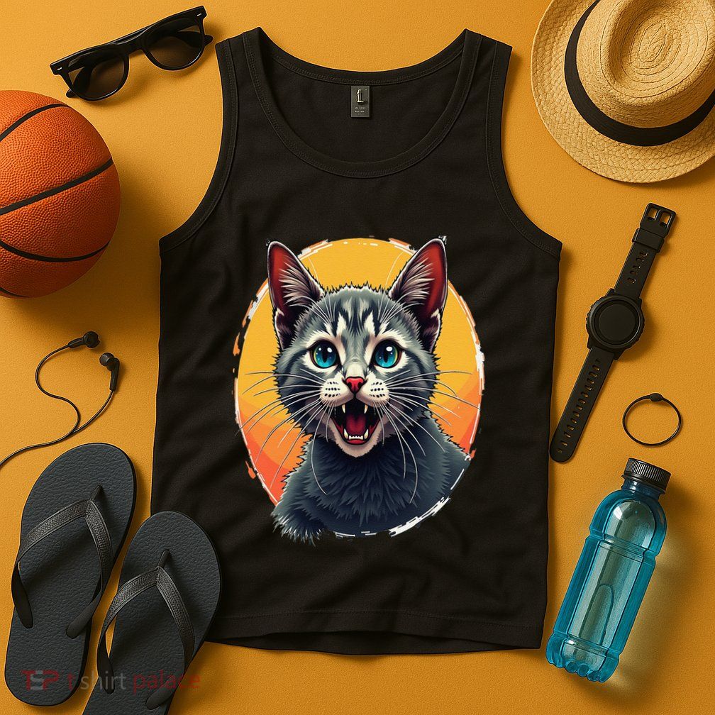 Cursed Cat Cement Eater Meme Tank Top