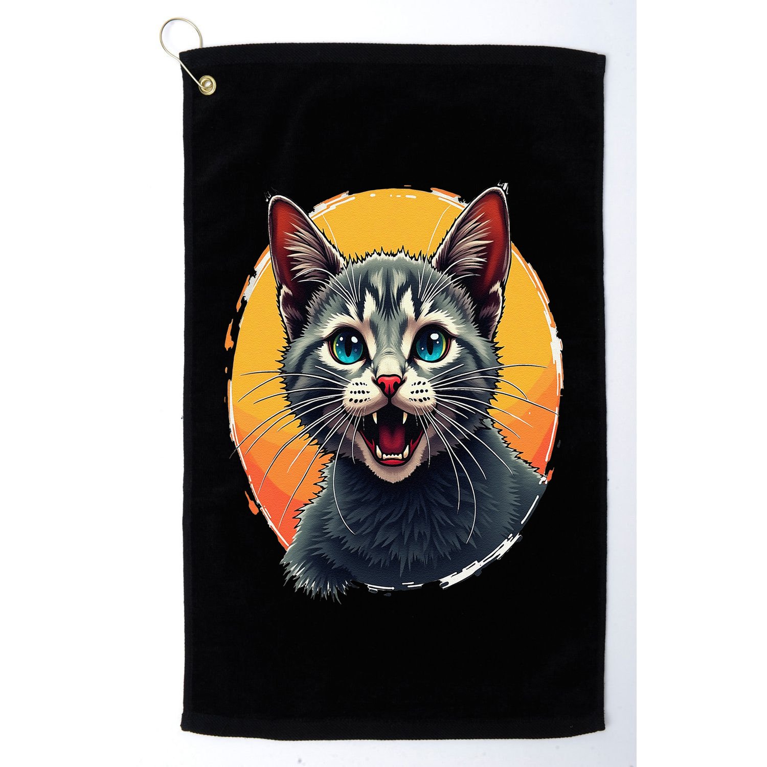Cursed Cat Cement Eater Meme Golf Towel