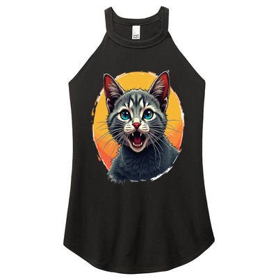 Cursed Cat Cement Eater Meme Women's Perfect Tri Rocker Tank