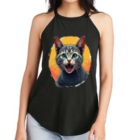 Cursed Cat Cement Eater Meme Women's Perfect Tri Rocker Tank