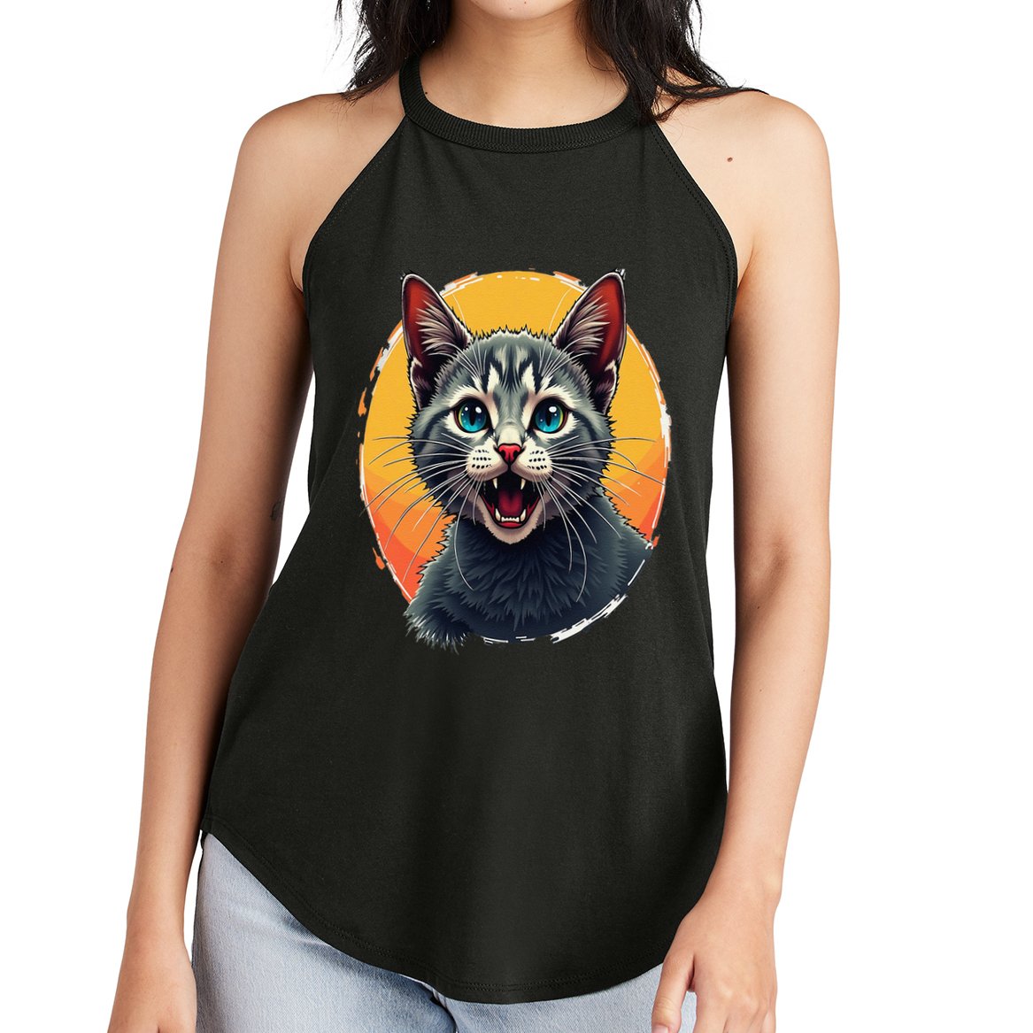 Cursed Cat Cement Eater Meme Women's Perfect Tri Rocker Tank
