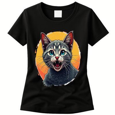 Cursed Cat Cement Eater Meme Womens T-Shirt
