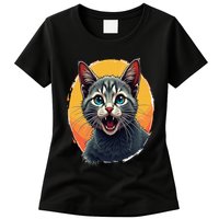 Cursed Cat Cement Eater Meme Womens T-Shirt