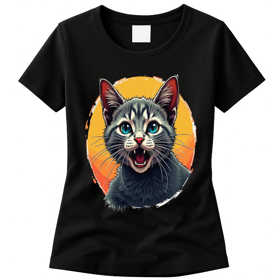 Cursed Cat Cement Eater Meme Womens T-Shirt