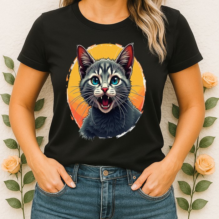 Cursed Cat Cement Eater Meme Womens T-Shirt
