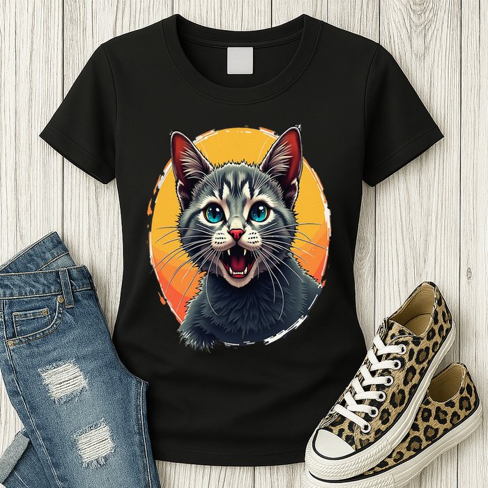 Cursed Cat Cement Eater Meme Womens T-Shirt
