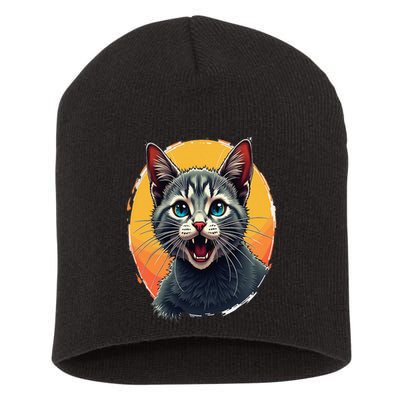 Cursed Cat Cement Eater Meme Short Acrylic Beanie