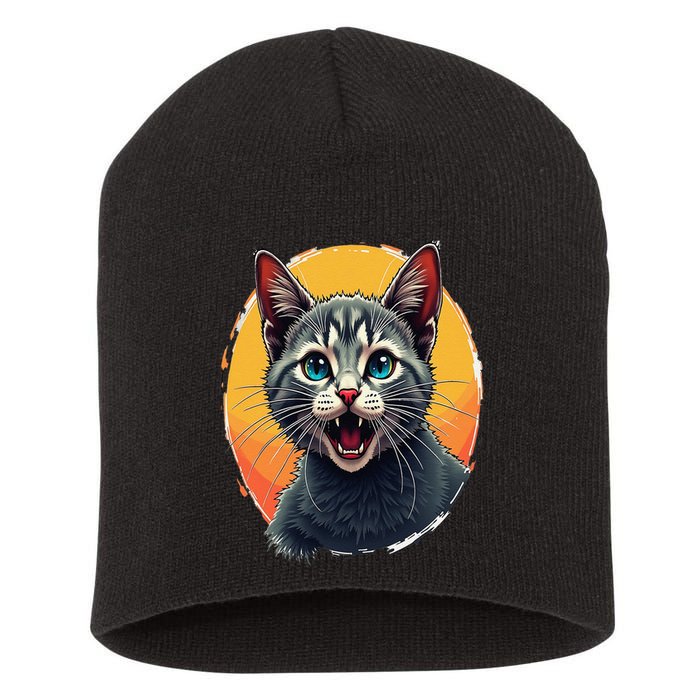 Cursed Cat Cement Eater Meme Short Acrylic Beanie