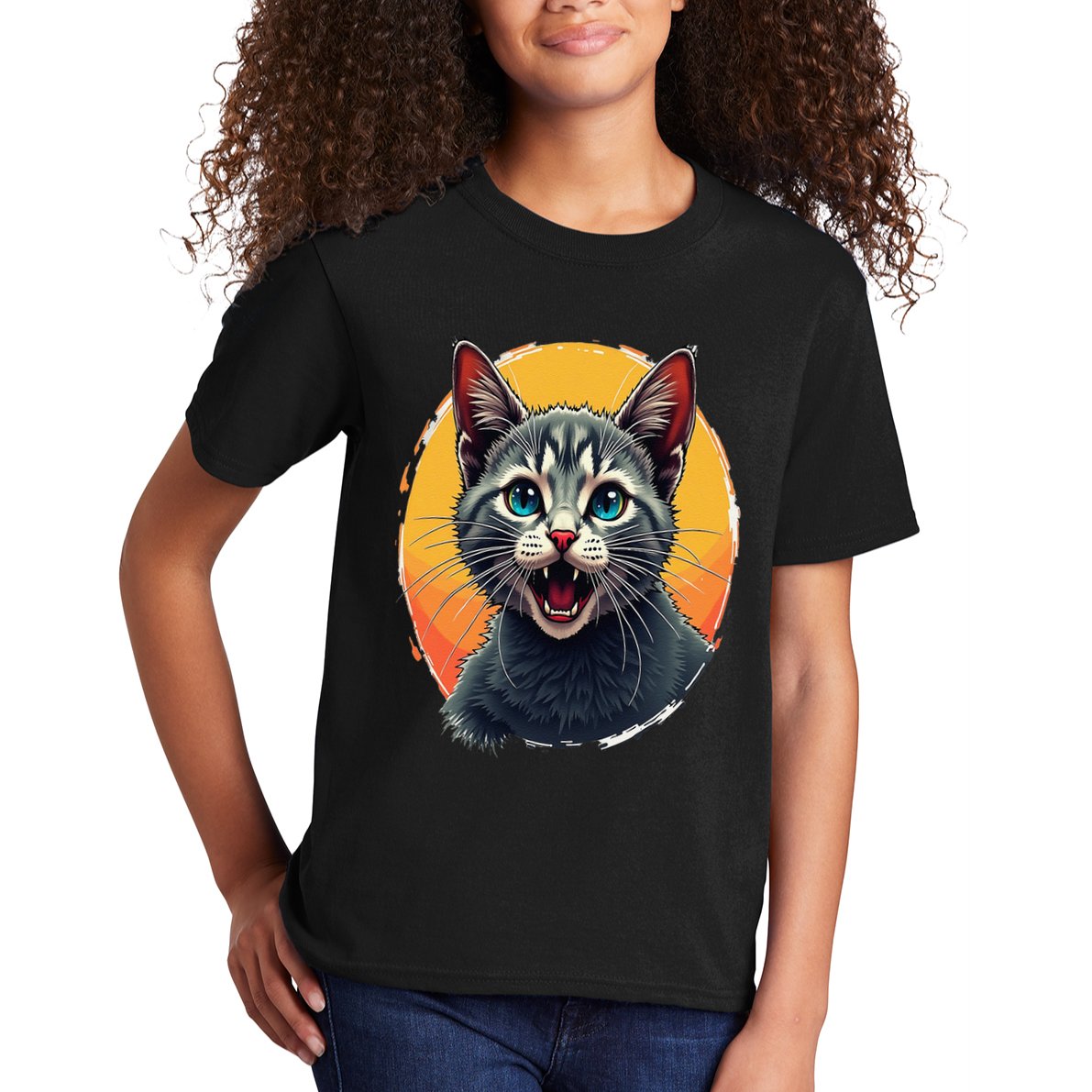 Cursed Cat Cement Eater Meme Kids T-Shirt