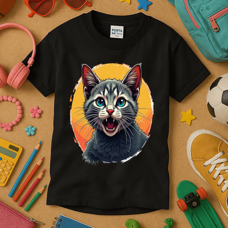 Cursed Cat Cement Eater Meme Kids T-Shirt