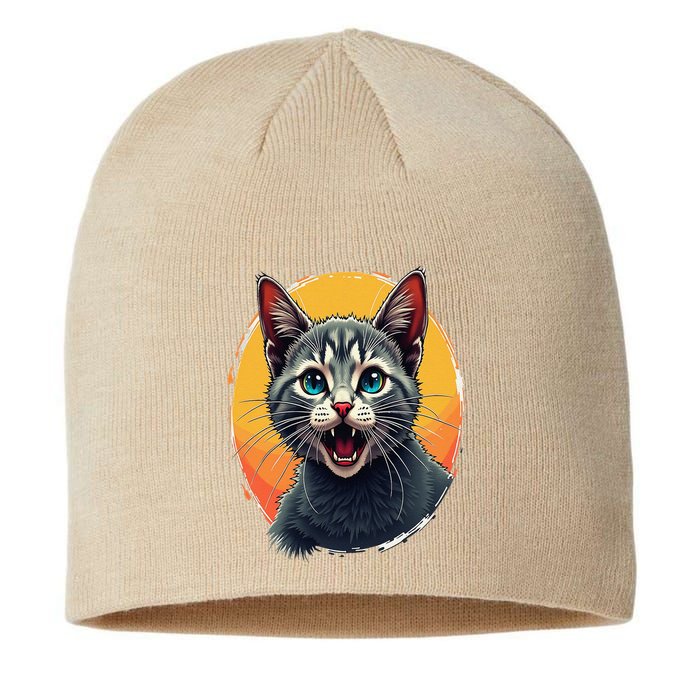 Cursed Cat Cement Eater Meme Sustainable Beanie