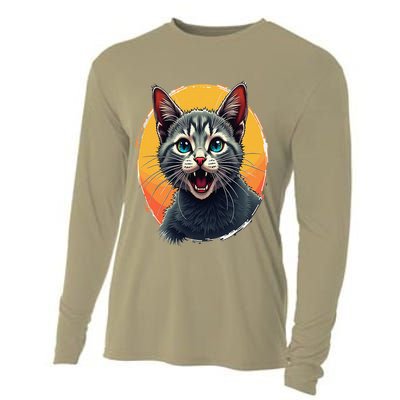 Cursed Cat Cement Eater Meme Cooling Performance Long Sleeve Crew