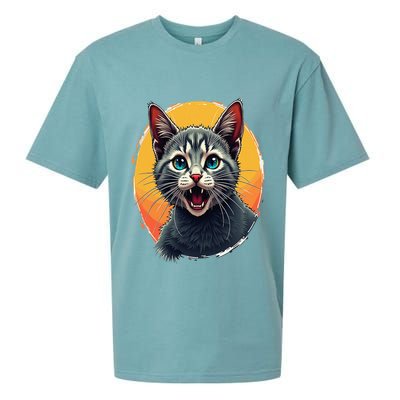 Cursed Cat Cement Eater Meme Sueded Cloud Jersey T-Shirt