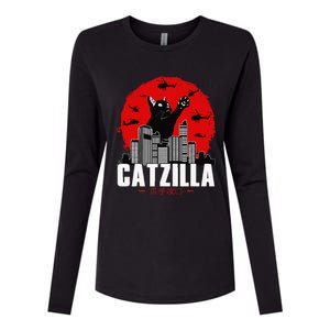 Catzilla Cute Cat Stuff For Cat Lover Cat Mom Cat Dad Womens Cotton Relaxed Long Sleeve T-Shirt