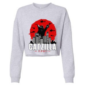 Catzilla Cute Cat Stuff For Cat Lover Cat Mom Cat Dad Cropped Pullover Crew